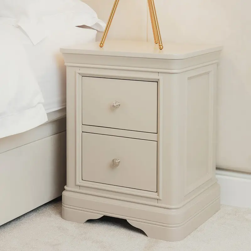 Louvre Taupe Wooden Bedside Table