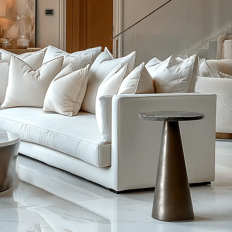 Macci Large Bronze & Dark Marble Round Side Table