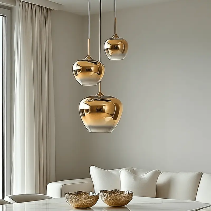 Marmilla Gold Glass Ombre 3 Light Pendant Ceiling Light
