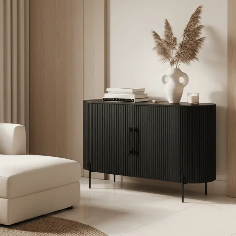 Massia Black Ribbed 2 Door Sideboard