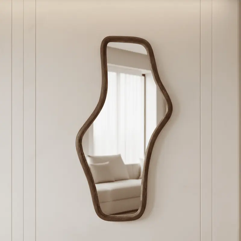 Norah Walnut Abstract Mirror