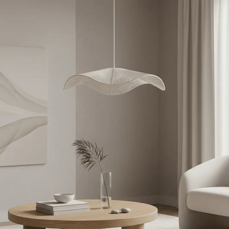 Rhia Large Cream Woven Wavy Ceiling Light