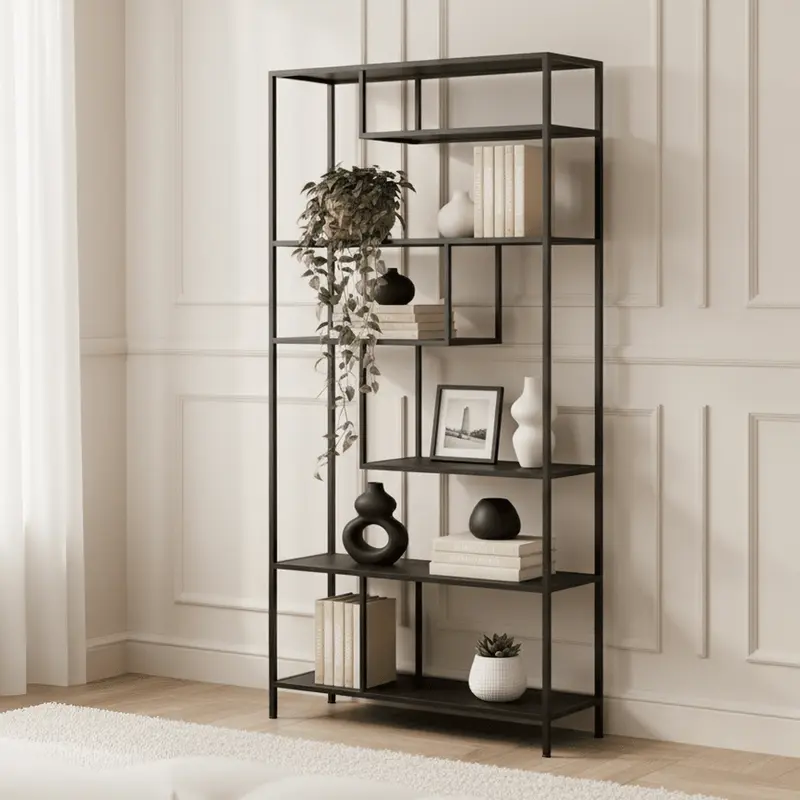 Sannia Antique Black Tall Shelving Unit