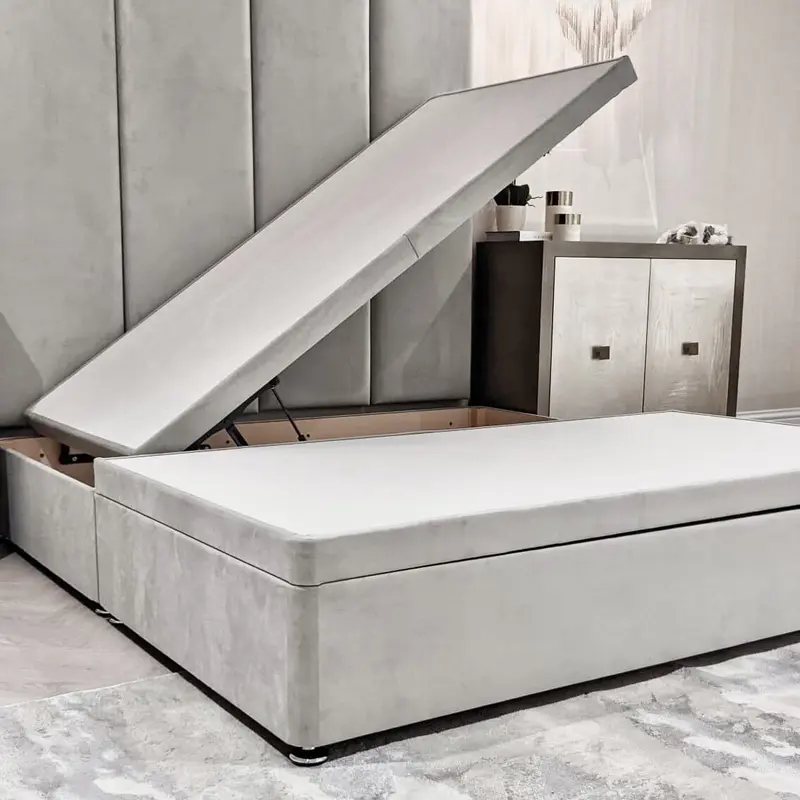 Smoke Velvet Ottoman Divan Bed Base