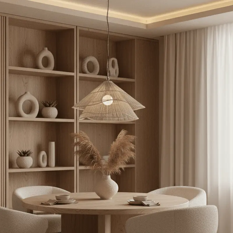 Tiare Cream Woven 2 Tier Abstract Ceiling Light