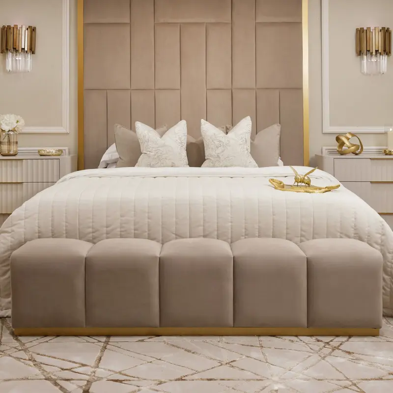 Venus Mink & Gold Premium Upholstered Bench