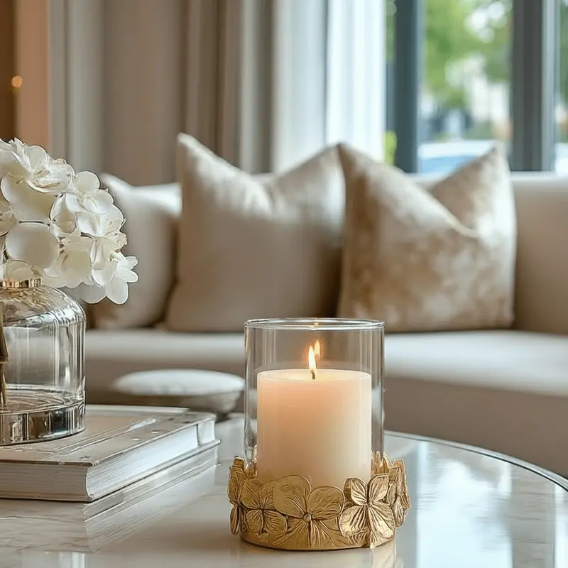 Vespera Gold 3D Flower Statement Glass Candle Holder