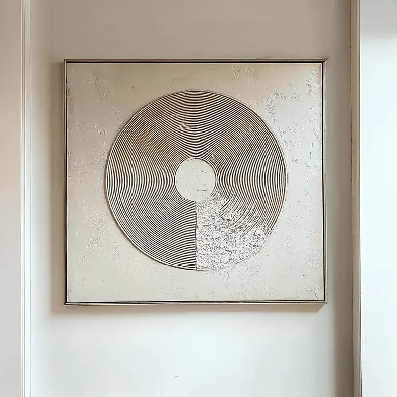 Westborne Cream & Gold Spiral Textured Canvas Wall Art