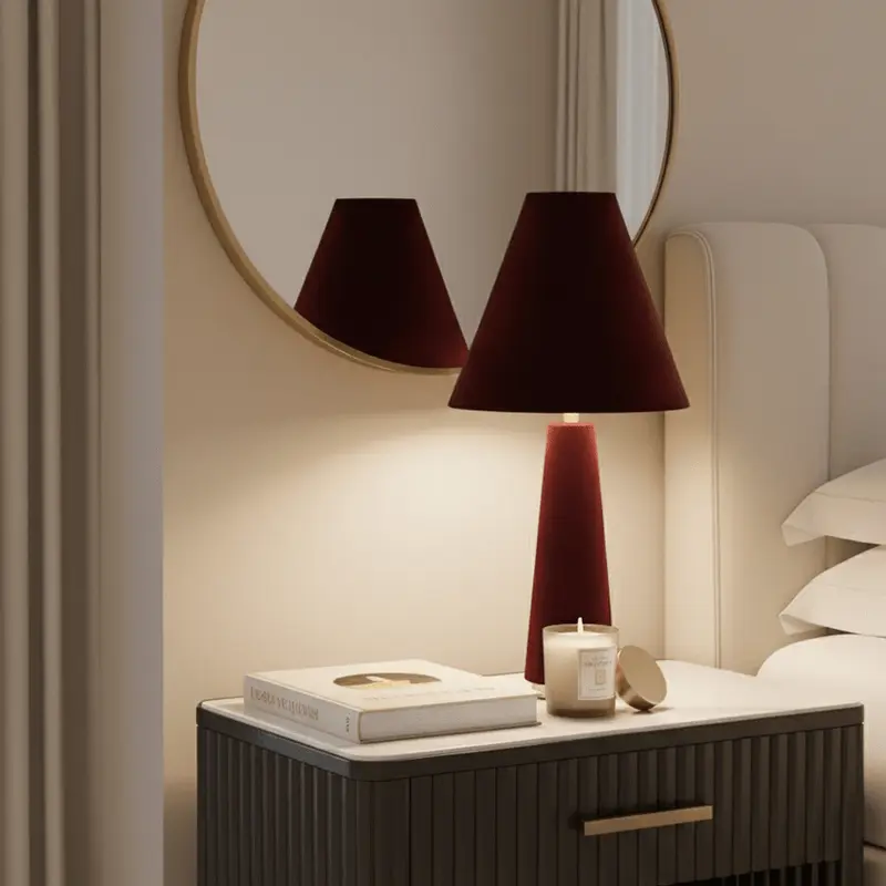 Zaylee Luxury Burgundy Velvet Table Lamp