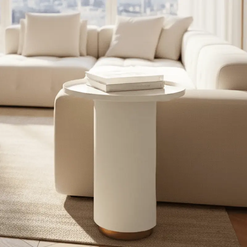 Zena Cream & Light Gold Round Side Table