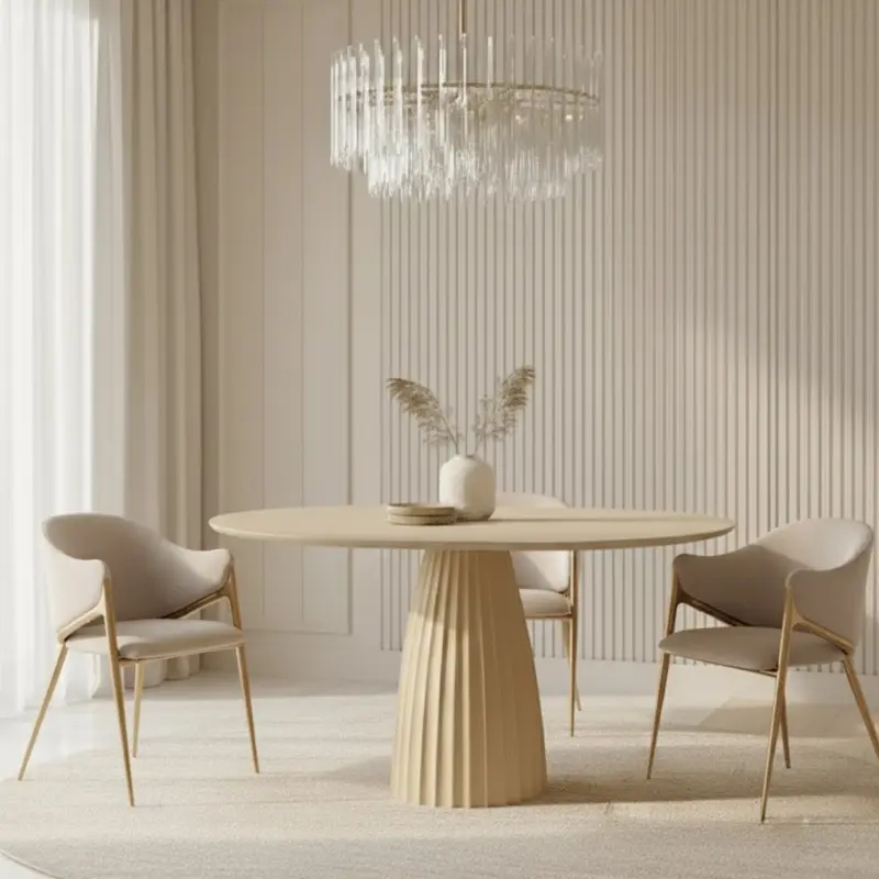 Zuzana Beige Round Dining Table