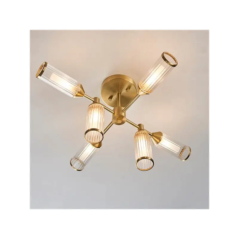 Apollo Gold & Glass Semi Flush Ceiling Light