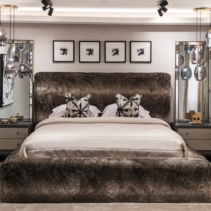 Arctic Wolf Luxury Chunky Faux Fur Bed