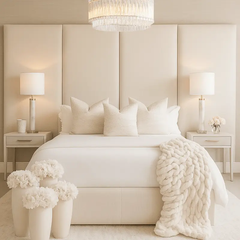 Cream Velvet Double Width Individual Upholstered Headboard Wall Panel - 90cm