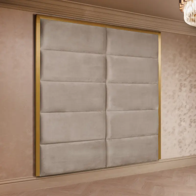 Dove Grey Velvet & Gold Chocolate Box Headboard