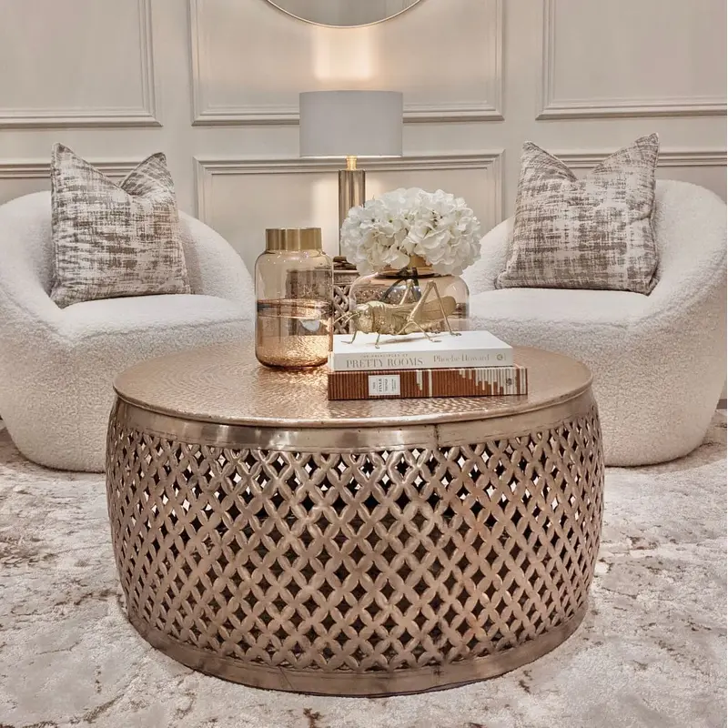 Duvali Gold Round Coffee Table