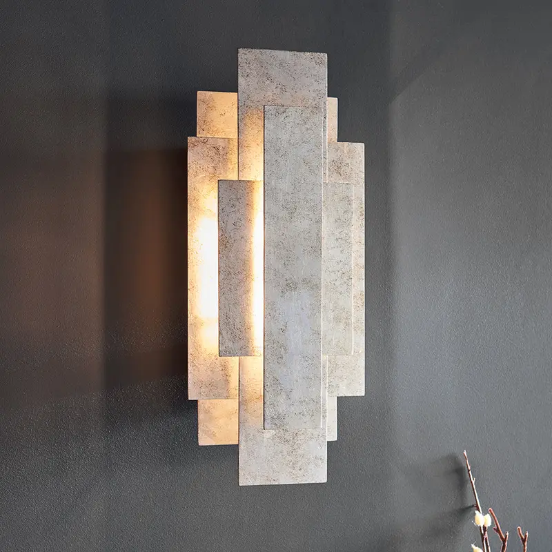 Leora Rectangular Silver Leaf Panel Wall Light