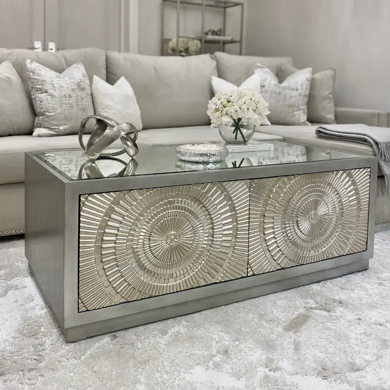 Leverette Silver Premium 4 Drawer Coffee Table
