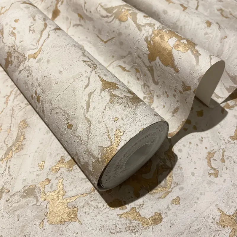 Maddox Neutral & Gold Marble Effect Metallic Wallpaper