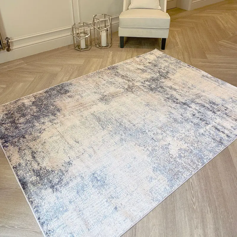 Margo Blue & Cream Abstract Rug