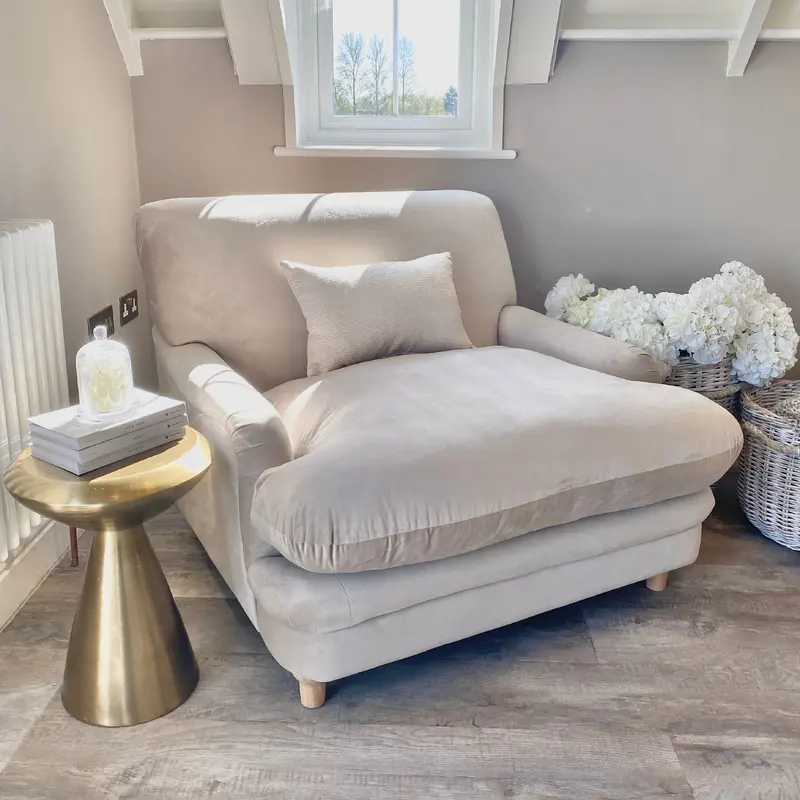 Marshmallow Beige Velvet Squashy Chair