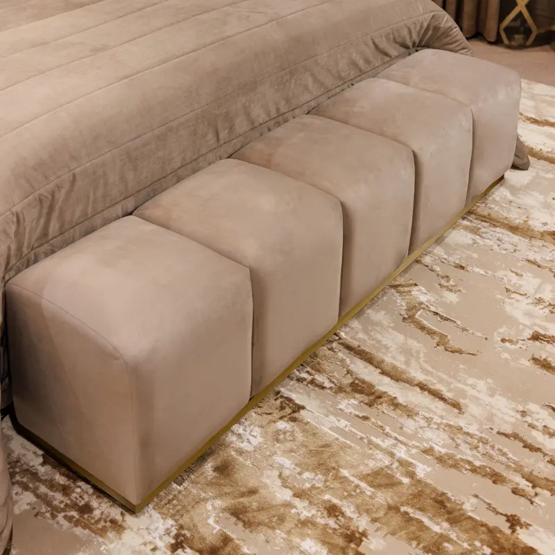 Praline Luxury Velvet & Gold Upholstered Bench
