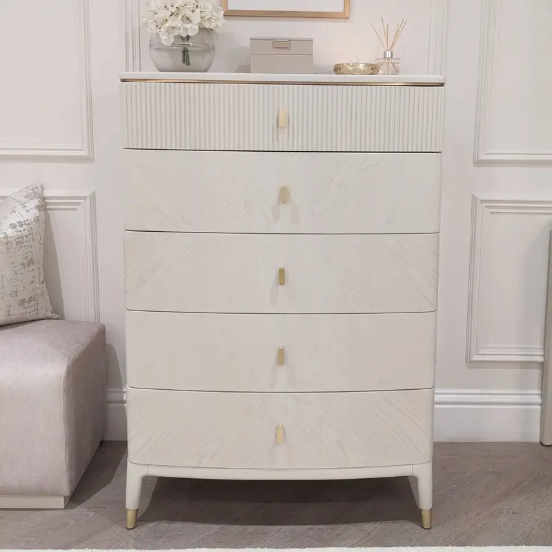 Putney Ivory & Gold Tall Chest of Drawers