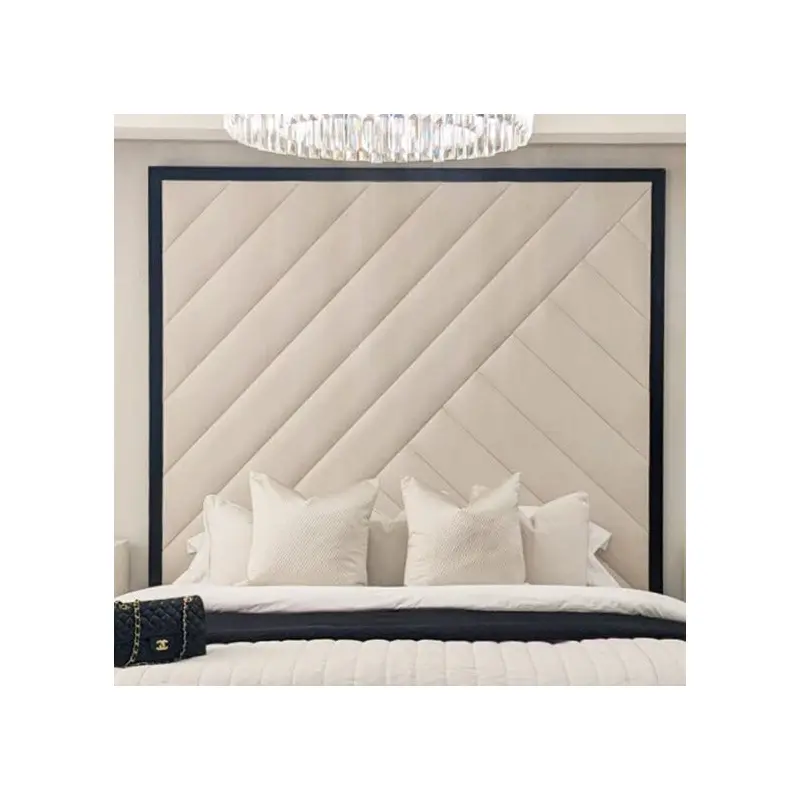 Westminster Cream & Black Premium Abstract Velvet Wall Mounted Headboard