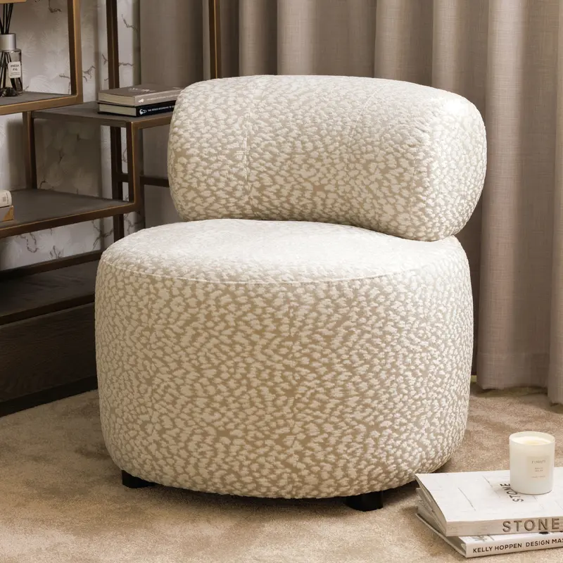 Carmen Beige & White Patterned Accent Chair