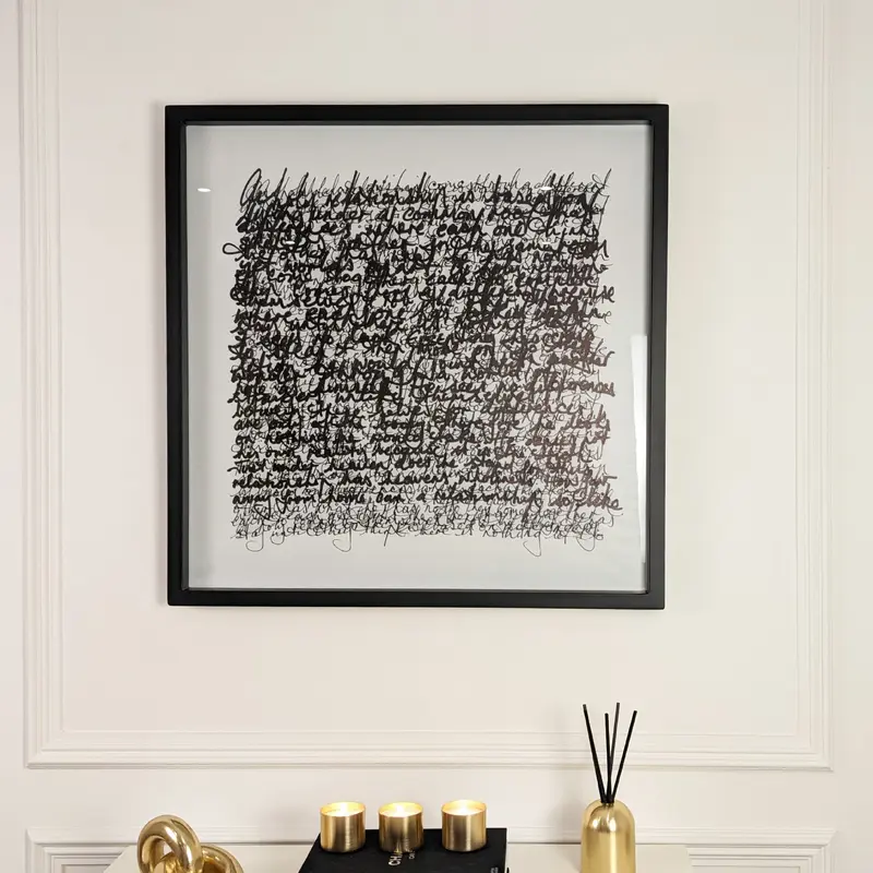 Carter Scribbles Framed Monochrome Wall Art - 80 x 80cm