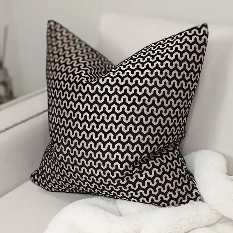 Darla Black & Cream Patterned Cushion - 56 x 56cm