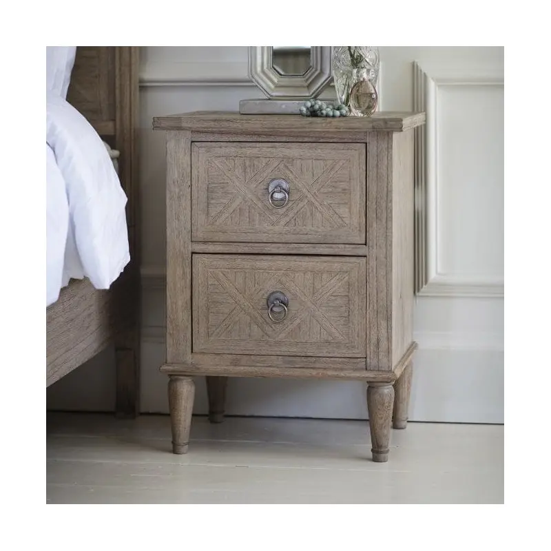 Elysium Natural Wood 2 Drawer Bedside Table