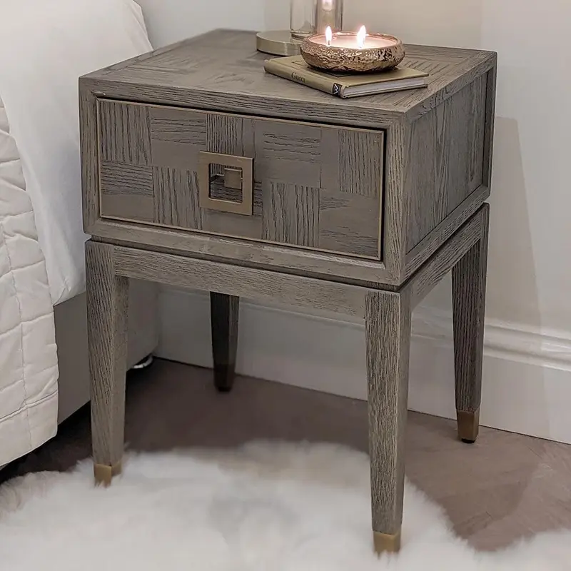 Haye Chestnut & Gold 1 Drawer Bedside Table