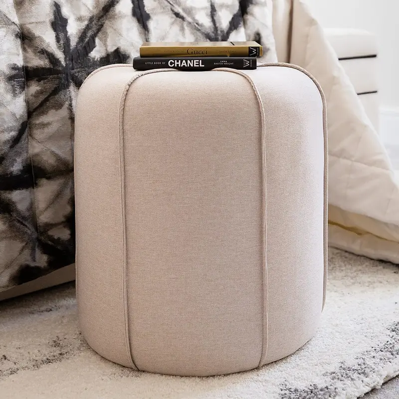 Iris Oatmeal Exposed Seam Stool
