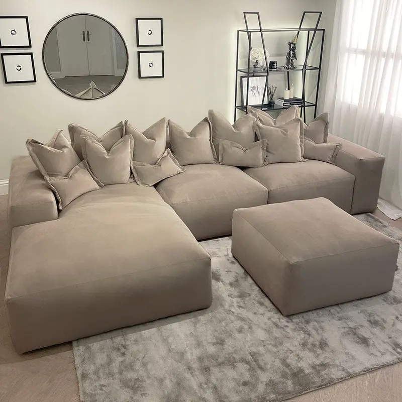 Lenox Mink Velvet Pillow Back Modular Sofa Range