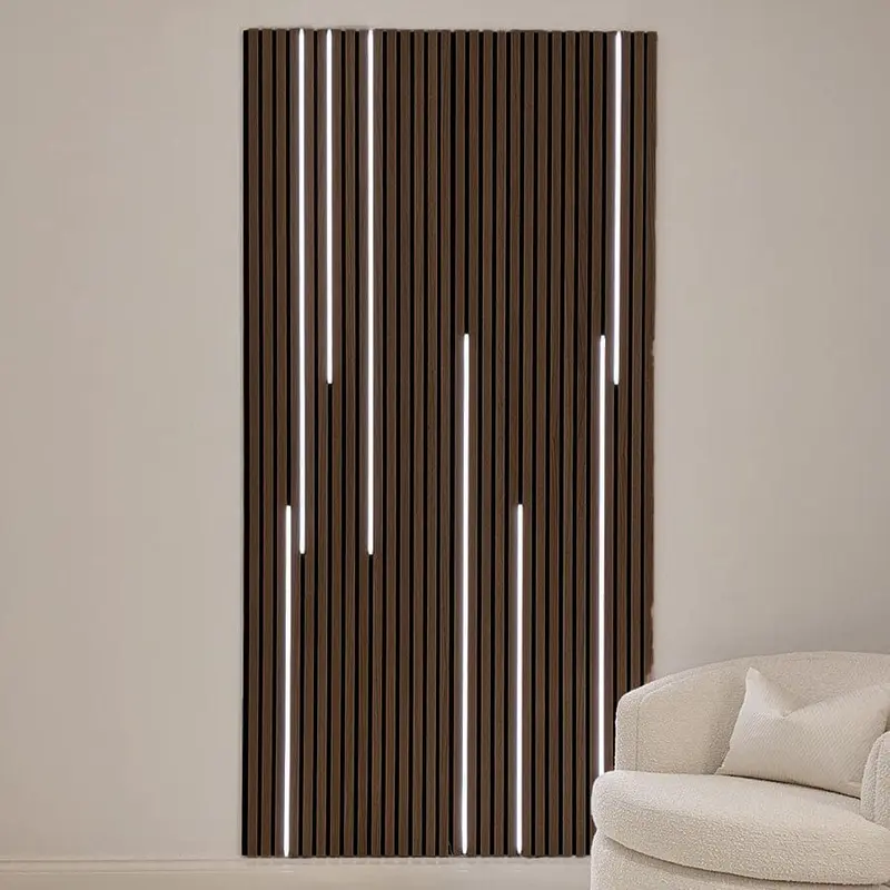 Marchmont Dark Oak Wood Veneer Decorative Acoustic Slat Wall Panel - 240 x 60cm