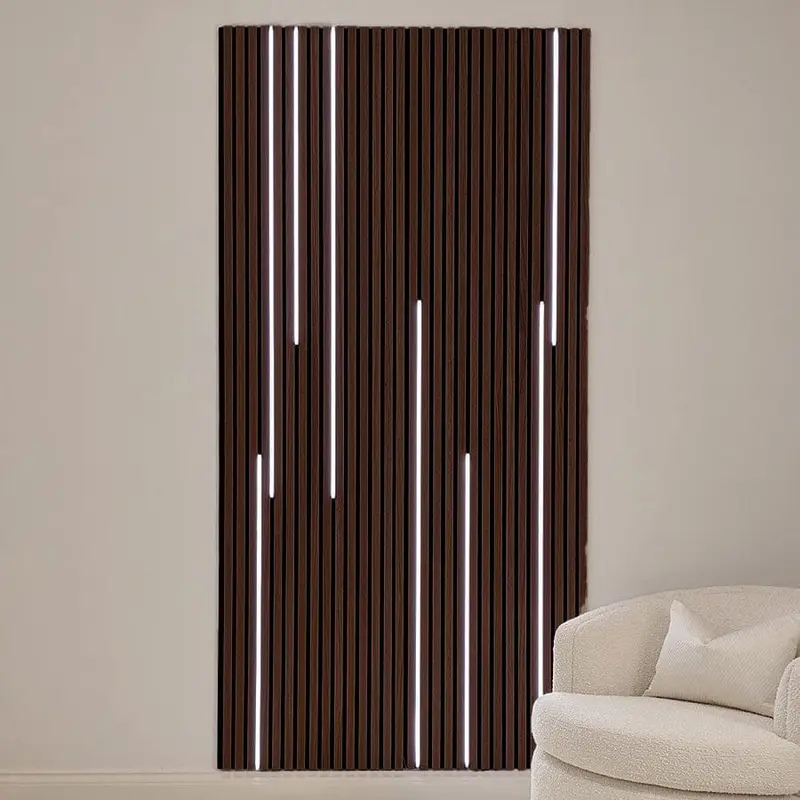 Marchmont Mahogany Wood Veneer Decorative Acoustic Slat Wall Panel - 240 x 60cm