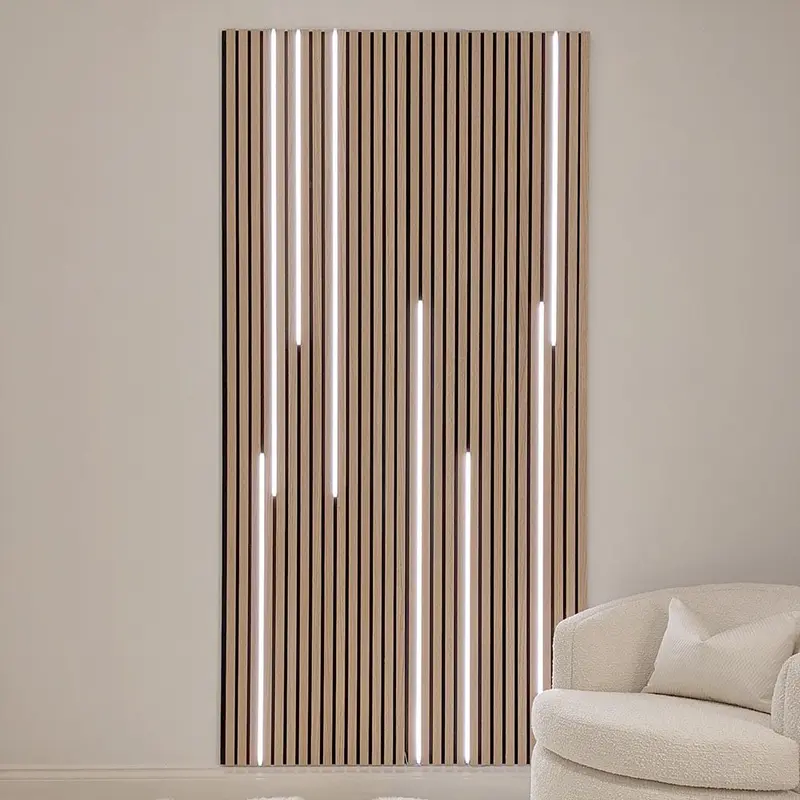 Marchmont Natural Oak Wood Veneer Decorative Acoustic Slat Wall Panel - 240 x 60cm