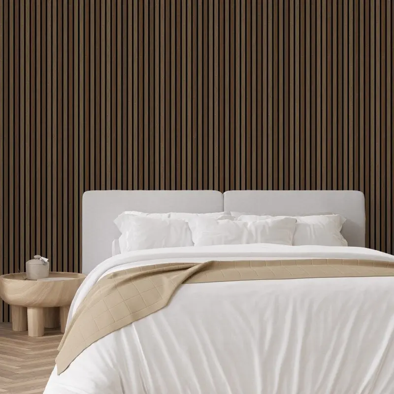 Marchmont Walnut Wood Veneer Decorative Acoustic Slat Wall Panel - 240 x 60cm