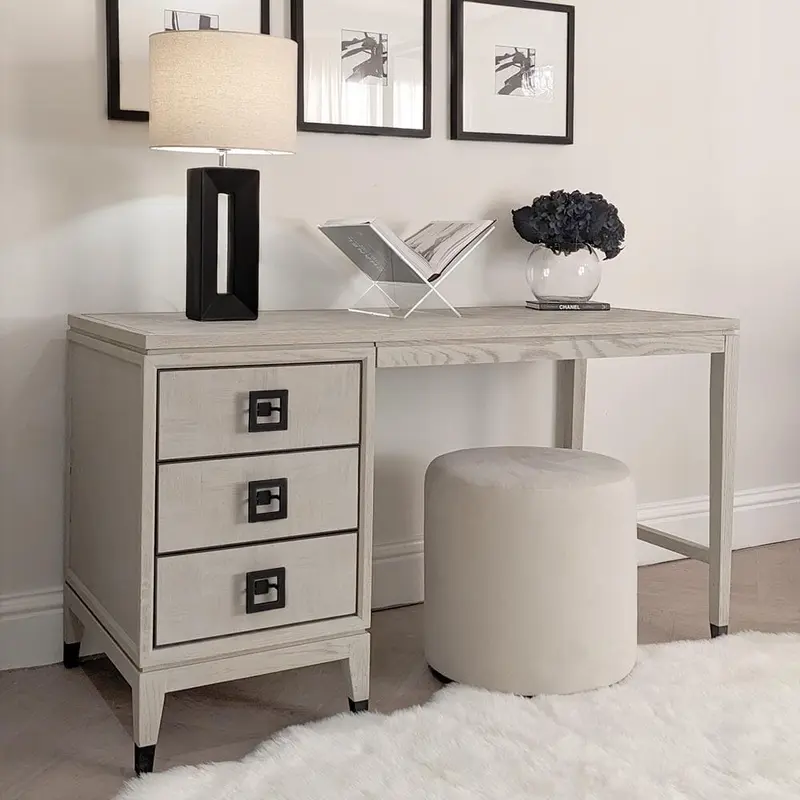 Rosa White Wash Oak Veneer 3 Drawer Desk