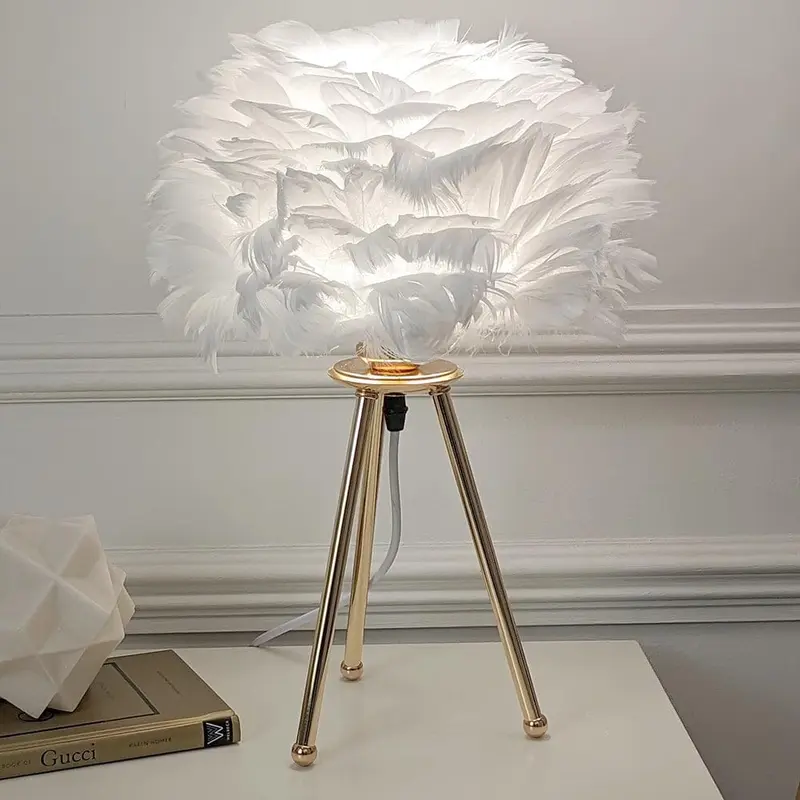 Sara Gold Tripod Feather Table Lamp