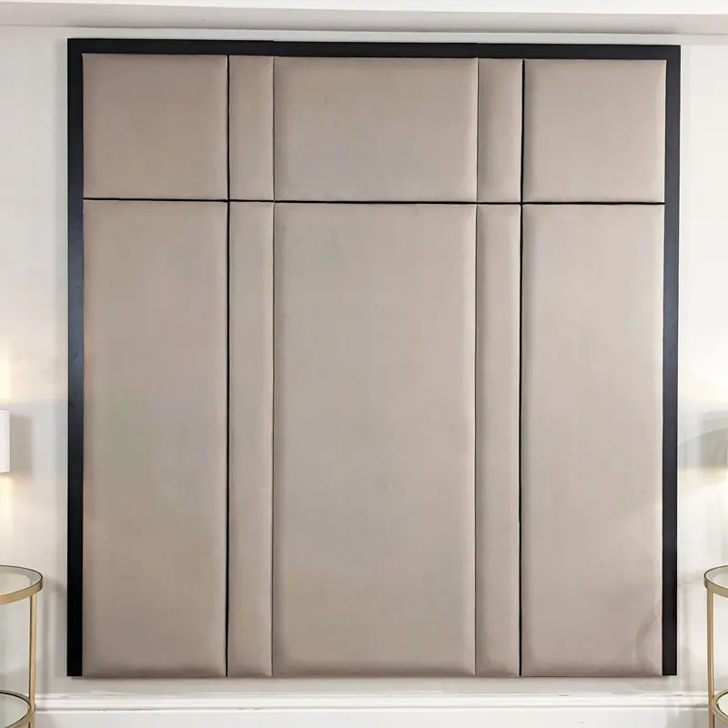 Savoy Mink & Black Luxury Piped Velvet Headboard