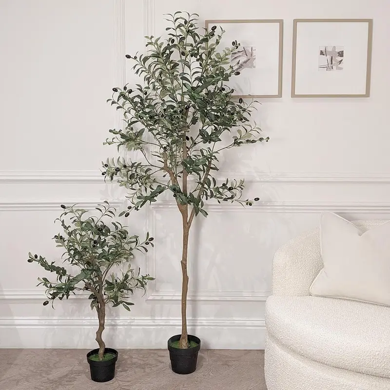 Set of 2 Faux Potted Olive Trees