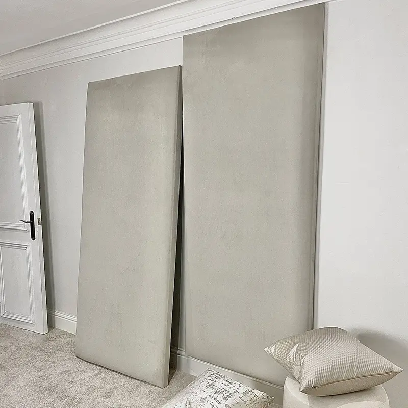 Smoke Grey Velvet Double Width Wall Hanging Headboard Panel - 90cm