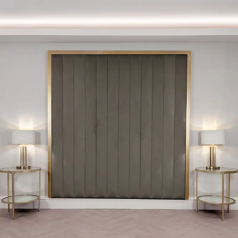 Valentina Charcoal & Gold Channelled Headboard