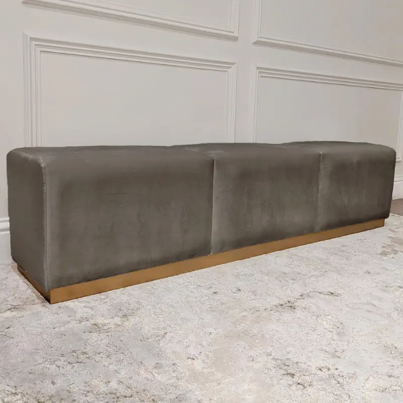 Valentina Charcoal & Gold Premium Upholstered Bench