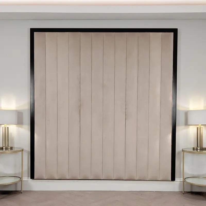 Valentina Praline & Black Channelled Headboard