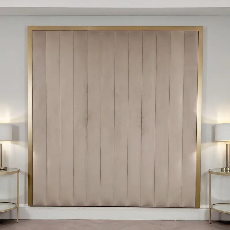 Valentina Praline & Gold Channelled Headboard