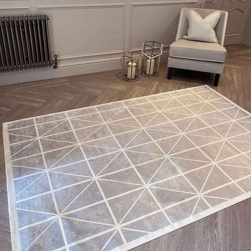 Varenna Cream & Grey Geometric Patterned Rug