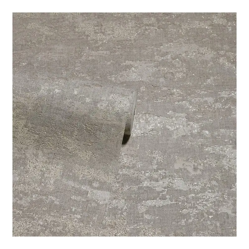 Vichy Coffee & Gold Textured Patterned Wallpaper